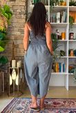 Arbi Gingham Shirring Bandeau Jumpsuit Navy